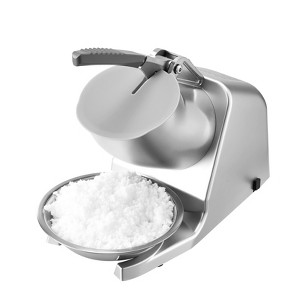 VEVOR Ice Crusher Machine, 143lbs Per Hour Electric 2 Blades Snow Cone Maker, Stainless Steel Shaved Ice Machine with Bowl and Cover, Silver - 1 of 4