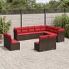 vidaXL 12 Piece Patio Sofa Set with Cushions Brown and Red - Without Table - 2 of 4