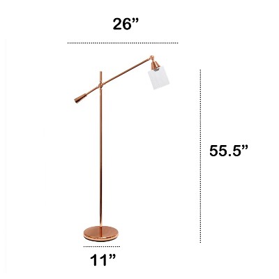 Edison-Inspired Adjustable Rose Gold Floor Lamp with Clear Glass Shade