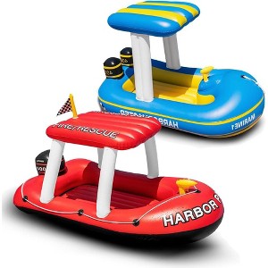 Zone Tech Fireboat Squirter Inflatable Pool Toy and Inflatable Patrol Boat Pool for Kids Cool Retro Style for Beach Ocean Pool Lake Extra Floatie - 1 of 4