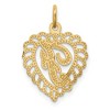 Black Bow Jewelry 14k Yellow Gold, Grace Collection, Satin Heart Initial F Pendant, 15mm - 3 of 4