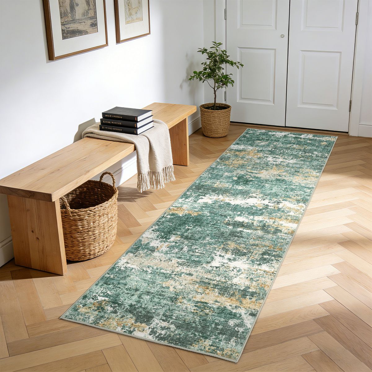 Garvee Abstract Washable Area Rug, Modern Low-Pile Stain Resistant Indoor Rugs for Living Room Bedroom, Soft Foldable Accent Rug - thumbnail 9