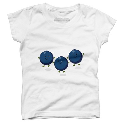 Girl's Design By Humans Cute happy blueberries purple cartoon illustration By thefrogfactory T-Shirt