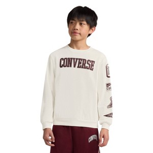 Converse® Boys' French Terry Collegiate Crewneck Sweatshirt - Cream - 1 of 4