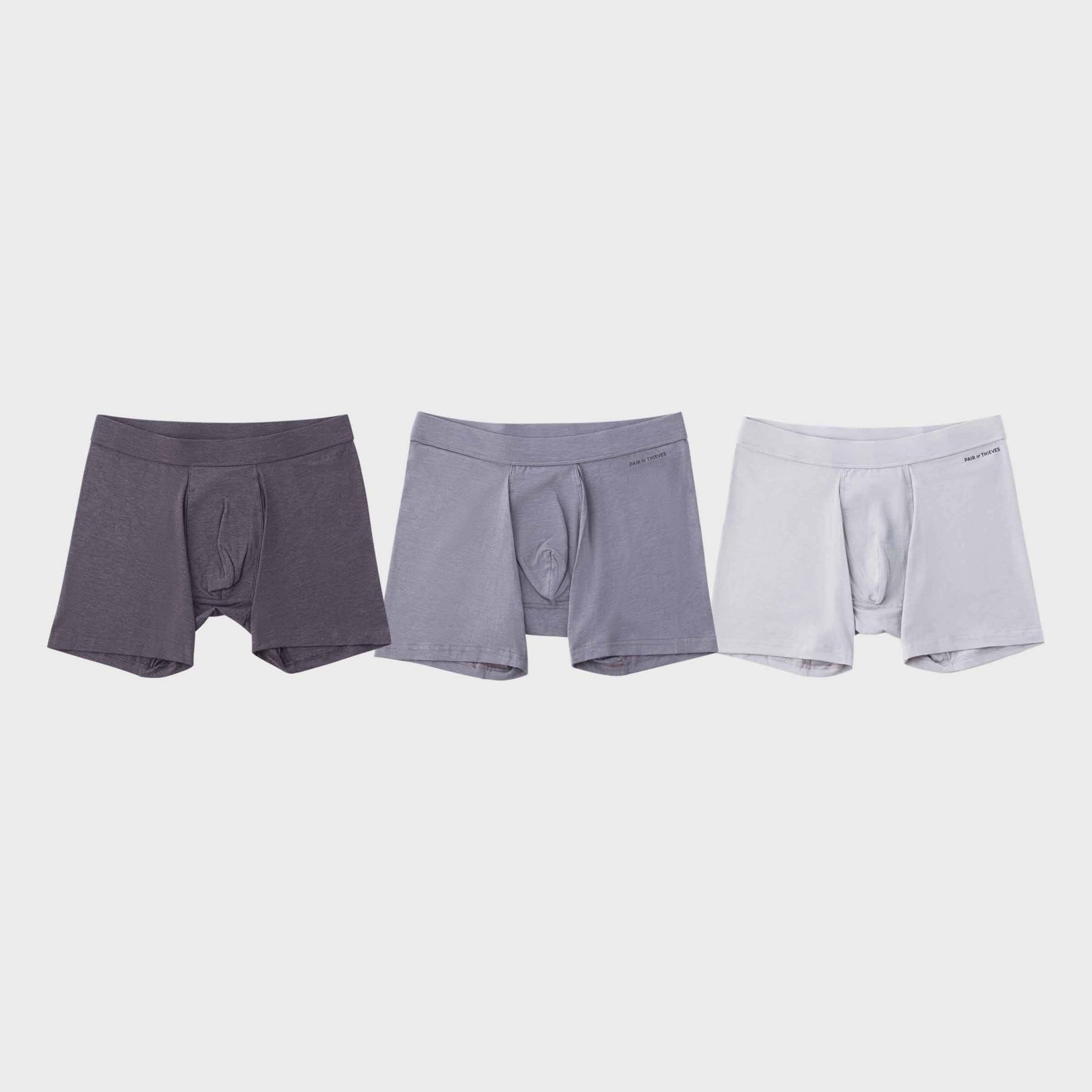 Pair of Thieves Men's Quick Dry Cotton Boxer Briefs 3pk - Gray L: Mid Rise, Knit, Elastic Waistband