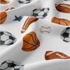 Sweet Jojo Designs Boy Queen Sheet Set Watercolor Sports Theme Blue Brown and Orange 4pc - 4 of 4