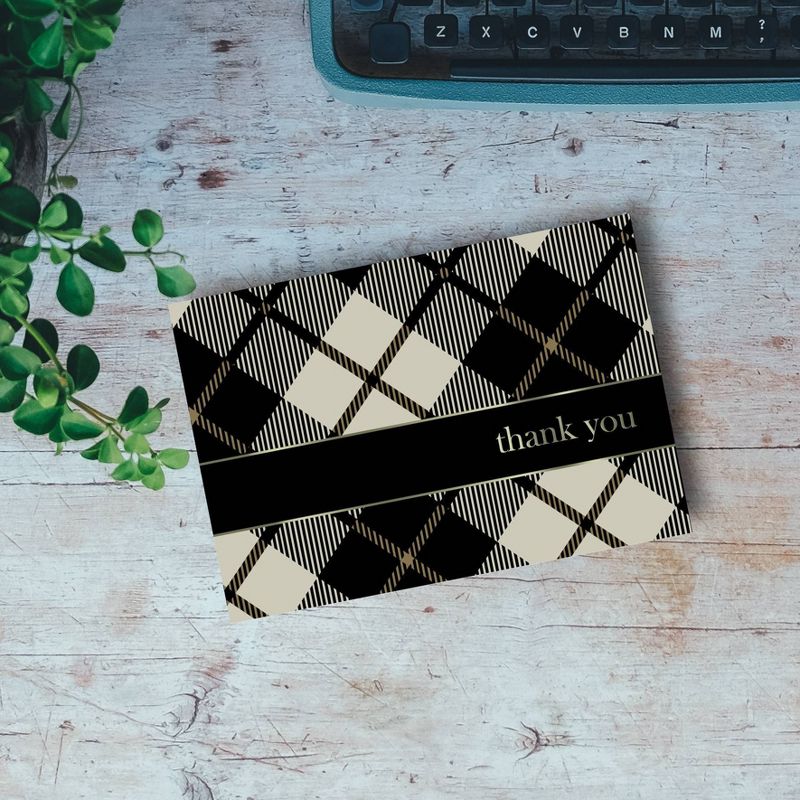Black Plaid Thank You Cards - 24ct, 3 of 4