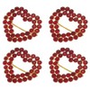 Saro Lifestyle Saro Lifestyle Napkin Rings With Beaded Heart Design (Set of 4), Red, - 2 of 4