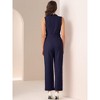 INSPIRE CHIC Women's Casual Sleeveless Shawl Collar Office Belted Cropped Jumpsuit - 4 of 4