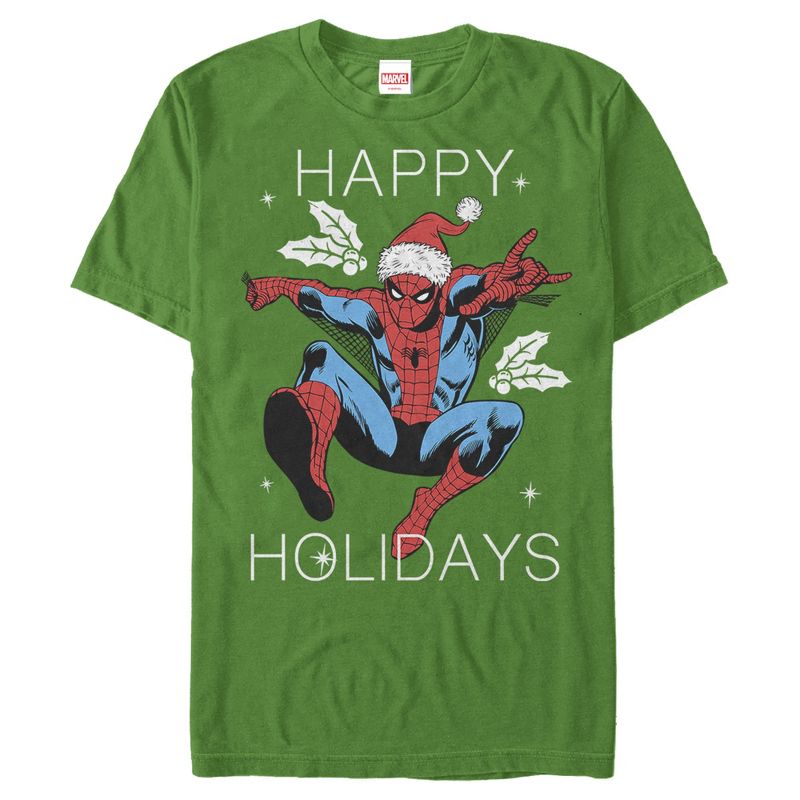 Men's Marvel Christmas Holly Spider-Man T-Shirt, 1 of 5