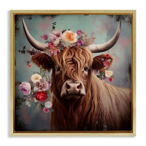 Stupell Industries Cow with Vintage Florals, 18" x 18" - 1 of 4