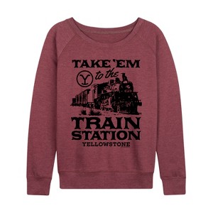 Women's - Yellowstone - Take 'Em To The Train Station Lightweight French Terry Wide Neck Long Sleeve Shirt - 1 of 4