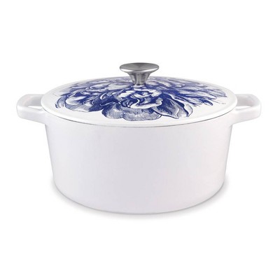 Cuisinart Caskata 5qt Enameled Cast Iron Round Casserole - Blooming Peony: Porcelain-Coated Pot & Pan with Lid, Even-Heating