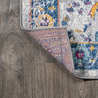Izil Light Gray and Blue 9' x 12' Synthetic Persian Area Rug