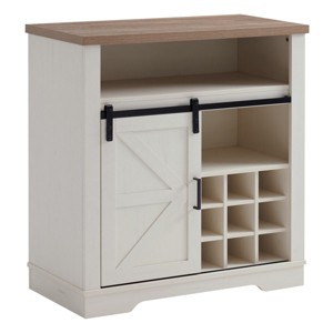 GlasFlength Utility Storage Cabinets Farmhouse Wine Storage Cabinet with Sliding Barn Door for Kitchen Living Room, White, 30.59"*15.35"*36.02" - 1 of 4