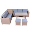 Sapphtopaz Patio Furniture Set Rattan Loveseat Sectional Lounge Couch with Cushions and Ottoman Rectangular Coffee Table for Backyard, Terrace - 4 of 4