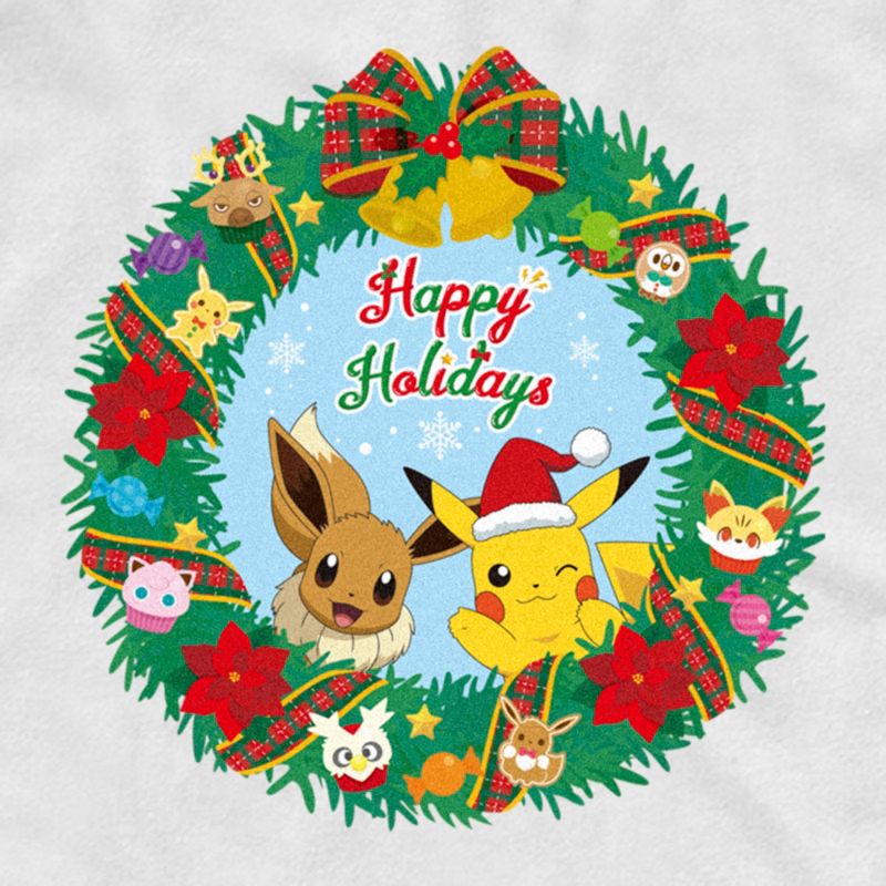 Men's Pokemon Pikachu and Eevee Happy Holidays Pull Over Hoodie, 2 of 5