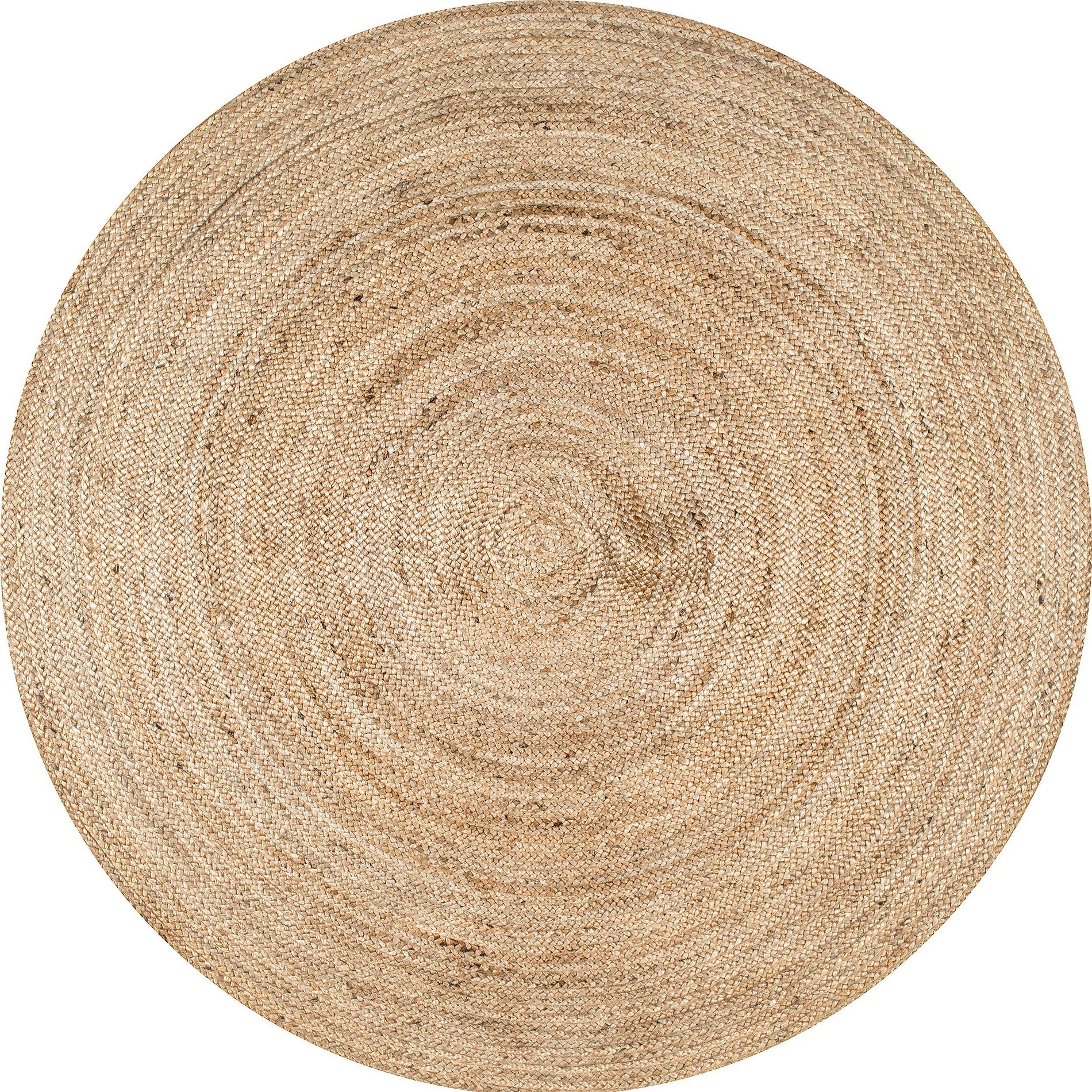 Nuloom 6 Round Rigo Jute Hand Woven Indoor Area Rug, Natural, Solid Farmhouse Design, Natural Fiber Bedroom, Living Room, Kitchen,