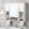 35'' x 28'' Bathroom Medicine Cabinet With Mirror Towels Bar Bathroom Wall Mounted Cabinet Wooden Hanging Cabinet Medicine Cabinets - 2 of 4