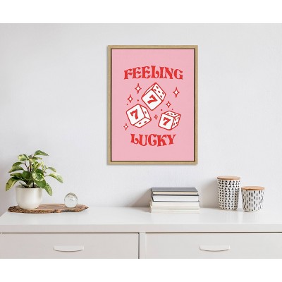 Feeling Lucky Pink and Red Casino Dice Canvas Print