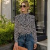Anna-Kaci Women's Polka Dot Blouse with Ruffled Front Detail and High Neck for Casual Looks - 4 of 4