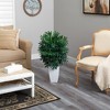 Nearly Natural 3-ft Bamboo Palm Artificial Plant in White Metal Planter - 4 of 4