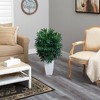 Nearly Natural 3-ft Bamboo Palm Artificial Plant in White Metal Planter - image 4 of 4