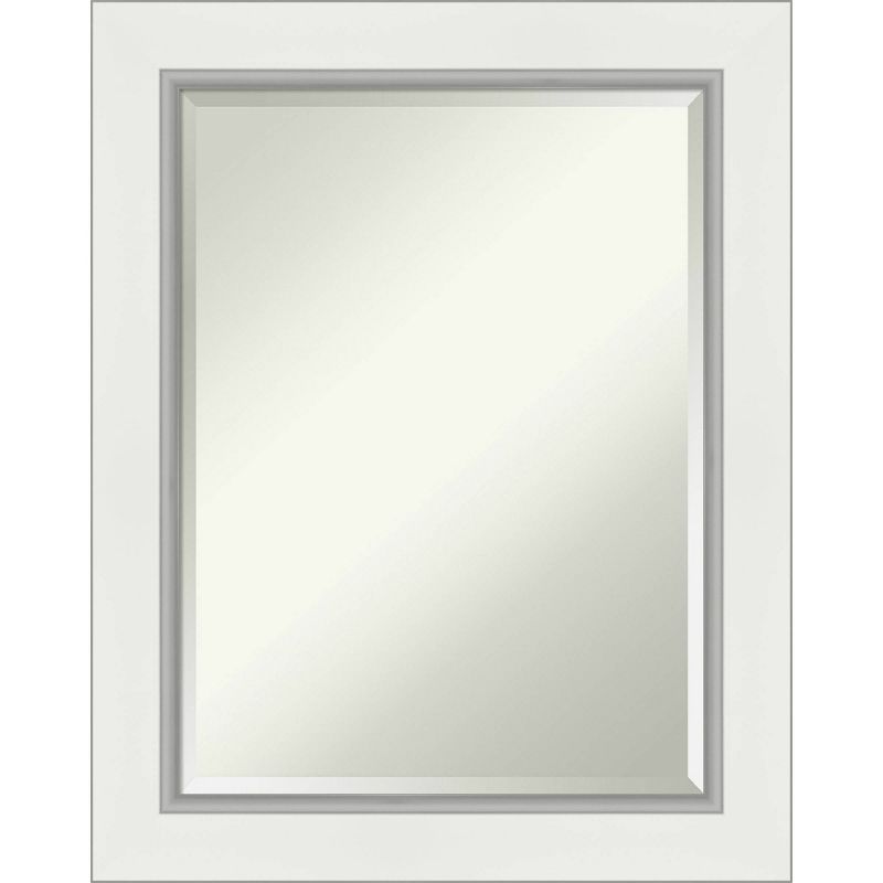 Eva White Silver Framed Bathroom Vanity Wall Mirror - Amanti Art, 1 of 8
