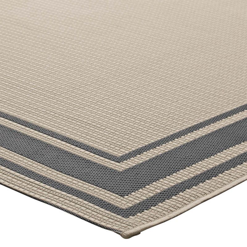 Modway Rim Solid Border 5 x 8 Foot Indoor and Outdoor Accent Area Rug for Kitchen, Bedroom, Play Room, Living Room, and Dining Rooms, Gray and Beige, 3 of 7