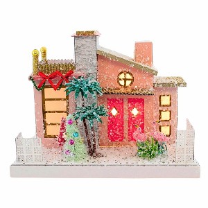 Cody Foster 7.0 Inch Pink Palm Spring House Christmas Putz House , Christmas Decor Mid Century Modern (1PC) - 1 of 4