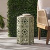 CAVINAS Modern Iron Patio Side Table with Sunburst Cut-out Pattern, Vintage Crackle Outdoor End Table, Hexagon Outdoor Accent Tables - 2 of 4