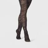 Women's Airy Floral Tights - A New Day™ Black
