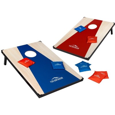 Monoprice Upgraded Portable Wood Cornhole Outdoor Lawn Game Set with Carrying Case, For Adults, Children, and Family, For Indoor and Outdoor, Lawn