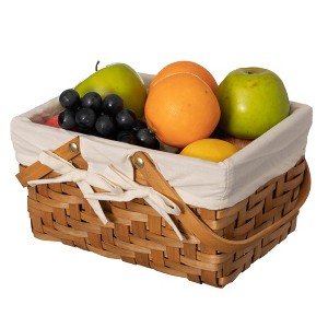 Double Handle Woodchip Basket with Liner - Perfect as Toy Organizer or Storing Fresh Fruits - 1 of 4