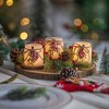 MOEPISY 6 PCS Glass Tealight Candle Holder Set with Red Berry and Pine Needles Small Tea Candleholders - 3 of 4