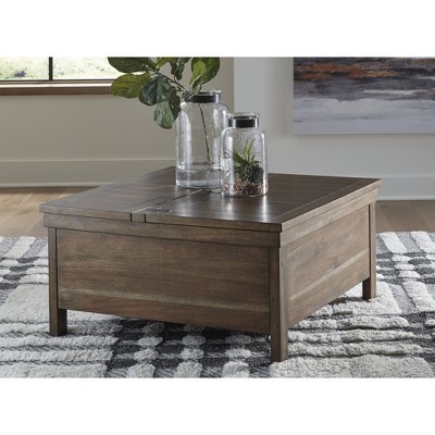 Dark Acacia Lift-Top Cocktail Table with Storage