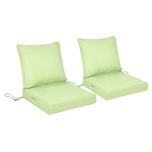 Aoodor Outdoor Deep Seat Cushion Set, Waterproof Patio Furniture Cushions with Adjustable Straps & Removable Cover, Set of 2 - 1 of 4
