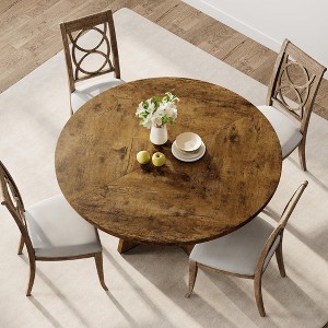 RONSHIN 47"Round Dining Table Set for 4 to 6,Farmhouse Kitchen Table with Wooden Top & Pedestal Base,Circle Dinner Table-Burlywood(No Chairs) - 1 of 4