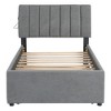 GDFStudio Walton Teddy Fleece Twin Size Upholstered Platform Bed with Pull-Out Trundle and LED Lights - 4 of 4