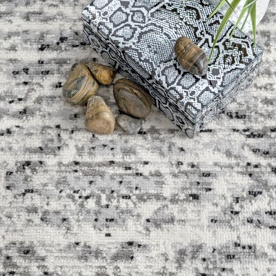 Gray 4' x 6' Synthetic Aztec Pattern Area Rug