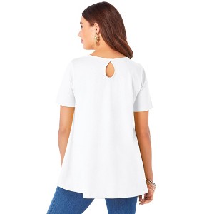 Roaman's Women's Plus Size Ultimate Short Sleeve V Neck Tunic - 1 of 4