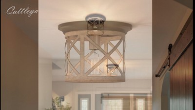 Bronze and Briarwood Farmhouse Drum Flush Mount Ceiling Light