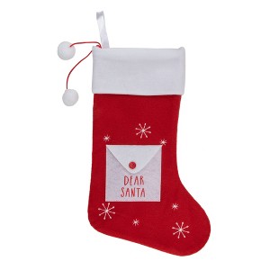 Northlight 19" Red and White "Dear Santa" Envelope Christmas Stocking - 1 of 4