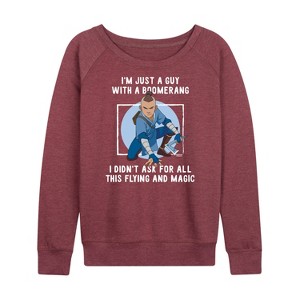 Women's - Avatar: The Last Airbender - Boomerang Guy Lightweight French Terry Wide Neck Long Sleeve Shirt - 1 of 4