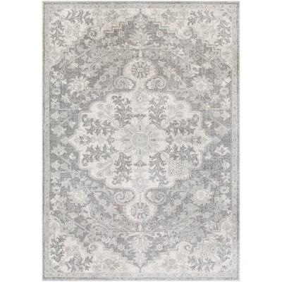 Mark & Day Olivia 5'3"x7'3" Rectangle Woven Indoor Area Rugs Charcoal: Traditional Medallion, Stain-Resistant, Pet Friendly