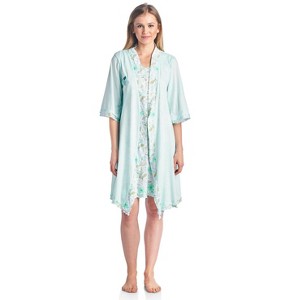 Casual Nights Women's 2 Piece Floral Robe and Gown Set - 1 of 4