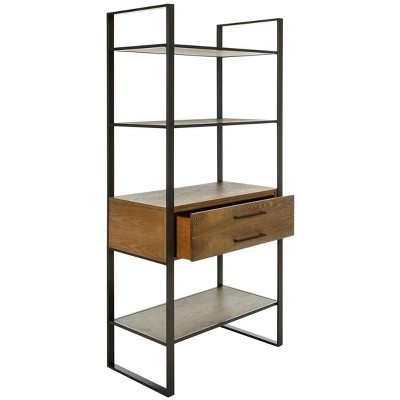 Skylar 4-Tier Gun Metal and Rustic Oak Etagere