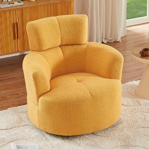 Runesay Upholstered Swivel Round Sofa Chair with Adjustable Headrest - 1 of 4