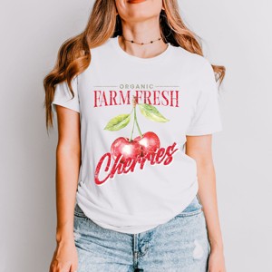 Simply Sage Market Farm Fresh Cherries Watercolor Short Sleeve Tee - 1 of 4