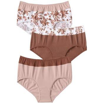 Comfort Choice Women's Plus Size Cotton Spandex Lace Detail Brief 2-pack -  10, White : Target